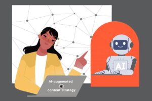 In this image a lady and AI is interacting with each other